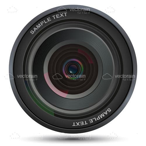 Camera Lens with Sample Text
